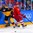 GANGNEUNG, SOUTH KOREA - FEBRUARY 25: Germany's Patrick Reimer #37 battles for a loose puck with Olympic Athletes from Russia's Artyom Zub #2 during gold medal round action at the PyeongChang 2018 Olympic Winter Games. (Photo by Andrea Cardin/HHOF-IIHF Images)

